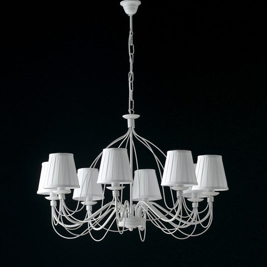 Lampen im Eisen Bianco shabby acht weiße Paralumin-Lichter 83x h49 cm