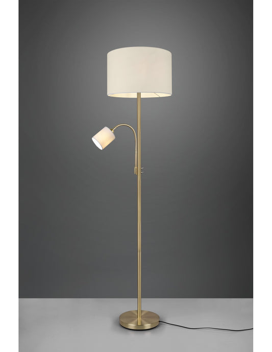 Piantana Hotel Ottone Paralume Tessuto Crema Spot Lighting Reading