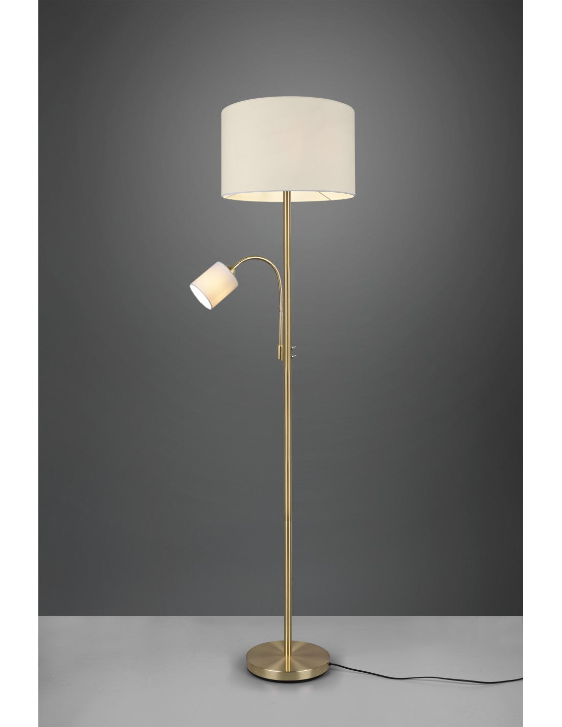 Piantana Hotel Ottone Paralume Tessuto Crema Spot Lighting Reading