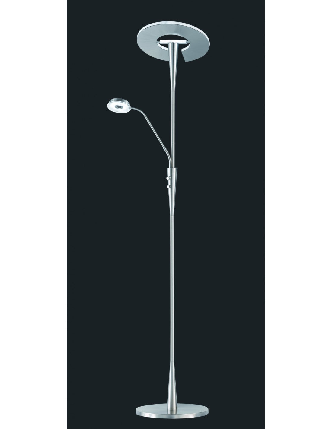 LED-Stehleuchte mit dimmbarem Lesespot Quebec Nichel Trio Lighting