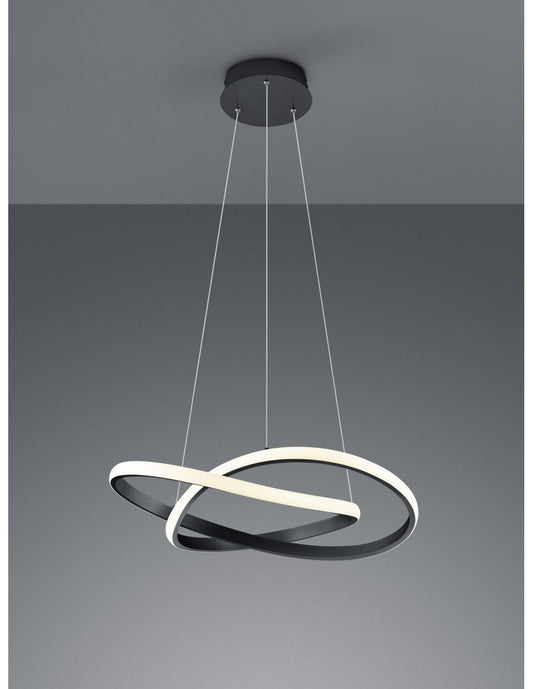 Aufhängung Modern Course Anthrazit Schwarz Led Dimmbar 27W Ø60 cm Trio Beleuchtung