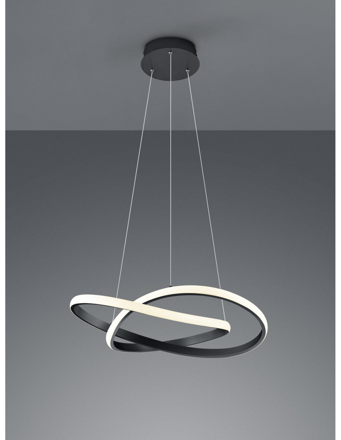 Aufhängung Modern Course Anthrazit Schwarz Led Dimmbar 27W Ø60 cm Trio Beleuchtung