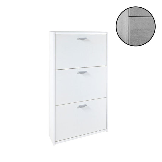 Schlankes Schuhregal mit 3 Betontüren 63x16,5x111