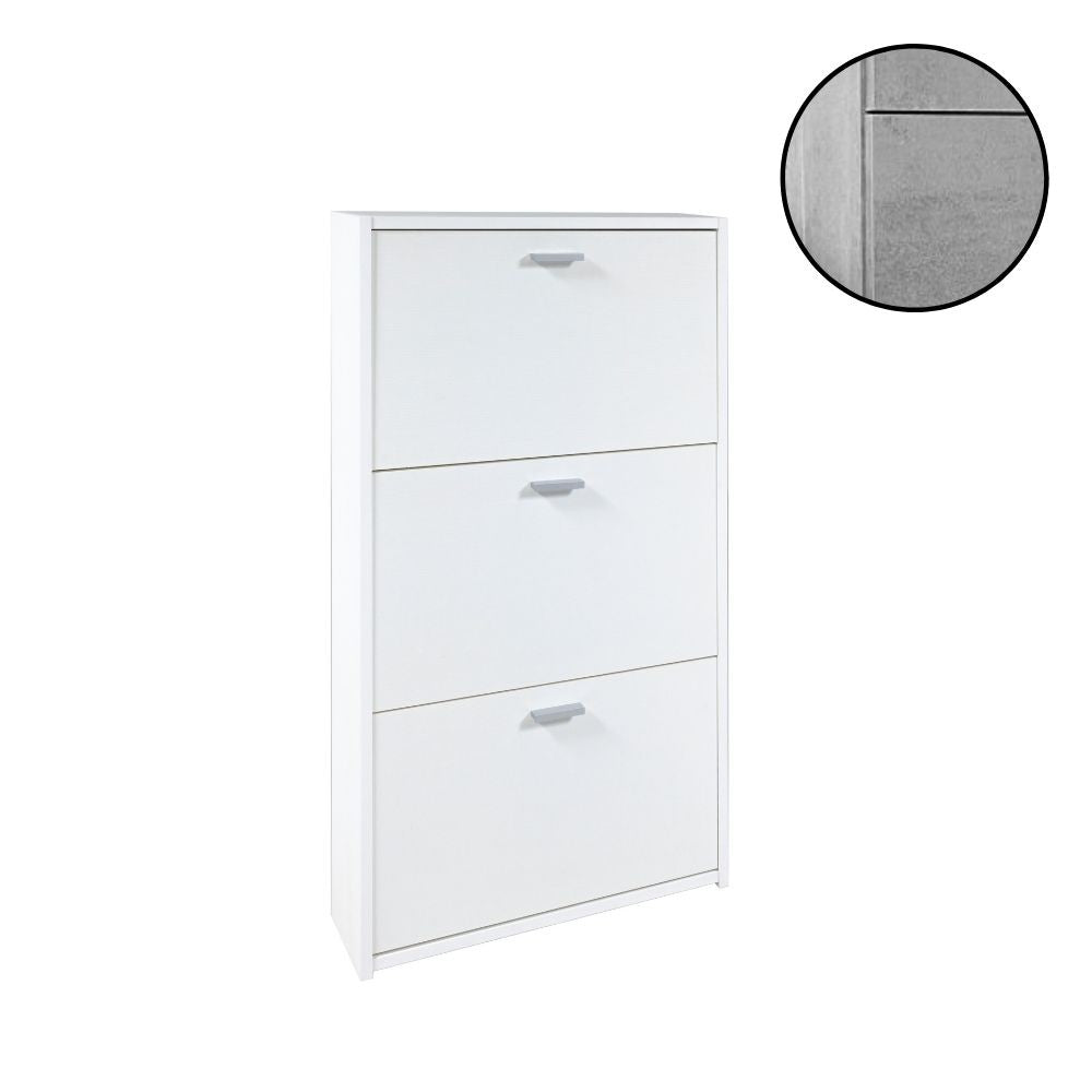 Schlankes Schuhregal mit 3 Betontüren 63x16,5x111