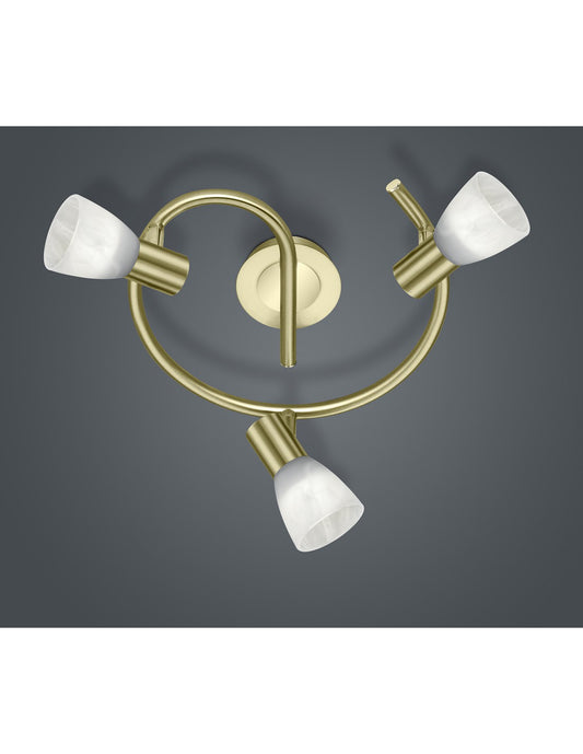 Plafonerin 3 Spot Vetro Orientable Girdrol Levisto Ottone Trio Lighting