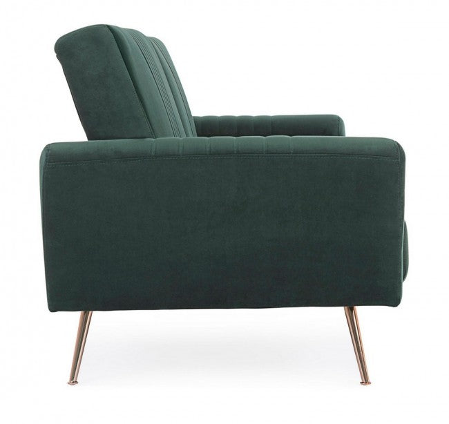 Dreisitzer Samt Schlafsofa Dunkelgrün JOHNNY 210x83x h85 cm