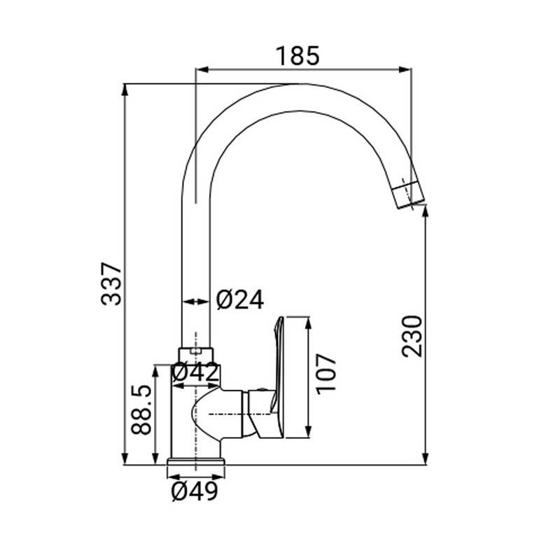 Mischer mit hohem Mundtrockenheit, gekrempelt, One-Set