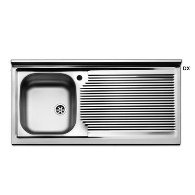 Aufsatzspüle aus Edelstahl, 1 Becken, 100 cm, mit Abtropffläche links