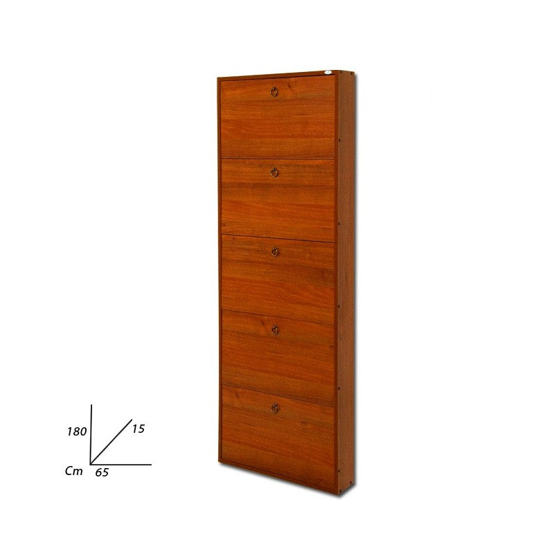 Scarpiera Slim in Legno Edoblato 5 ribalt Nussbaum antico h.180x65x15 cm