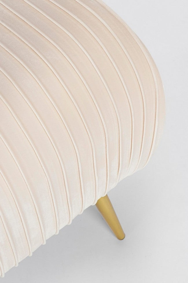 Selena Crema 2-Sitzer-Bank aus Samt, 129 x 45,5 x 48 cm