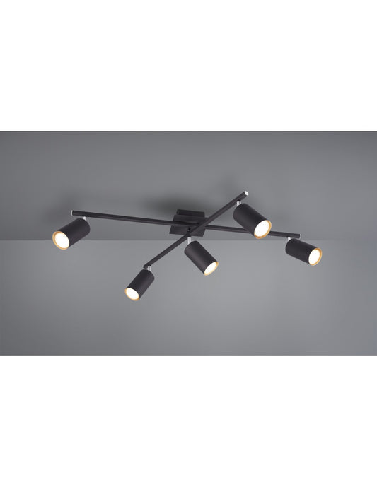 Deckenleuchte 5 verstellbare Strahler Marley Black Trio Lighting