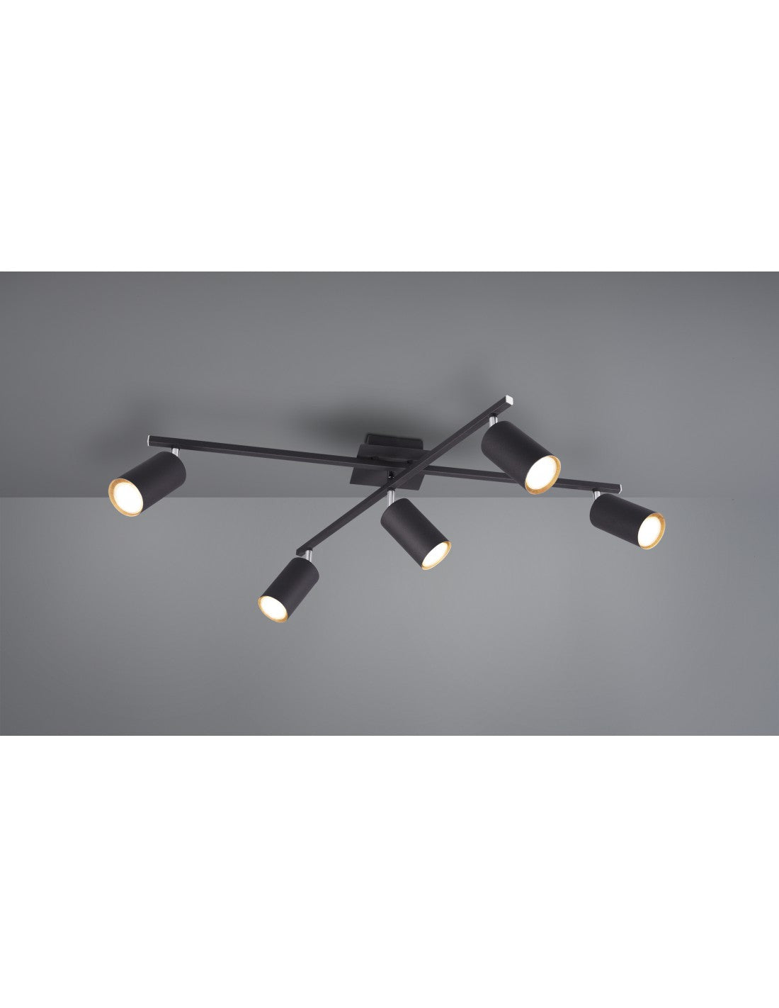 Deckenleuchte 5 verstellbare Strahler Marley Black Trio Lighting