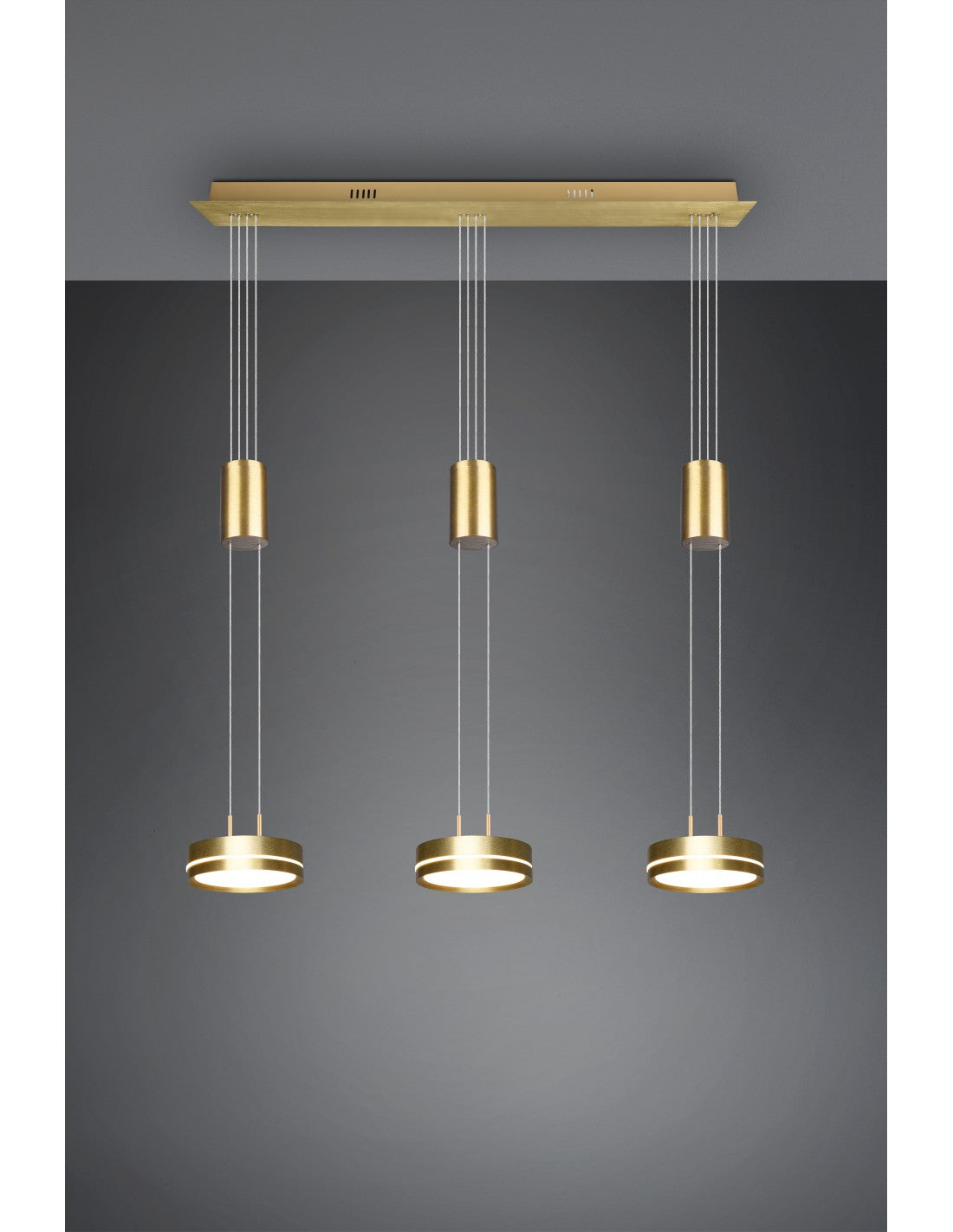 Lampadario Mono Led 3 Drop Ottone Franklin Trio Lighting