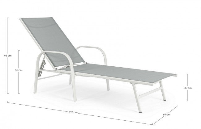 Arent Sonnenliege aus Stahl und mit weißen Armlehnen 195 cm
