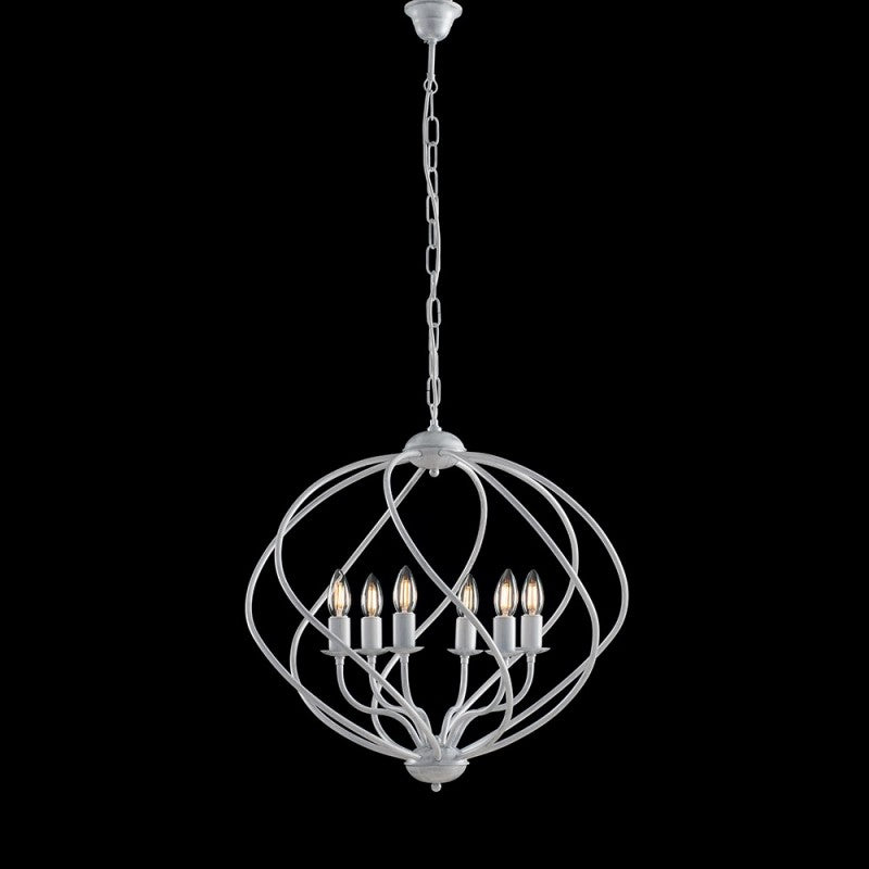Lautskante der Silbersuspension Silver Bianco Silber 6 Leuchten 57x h57 cm