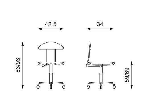 Blauer Polypropylenstuhl 34x42,5x83/93h cm