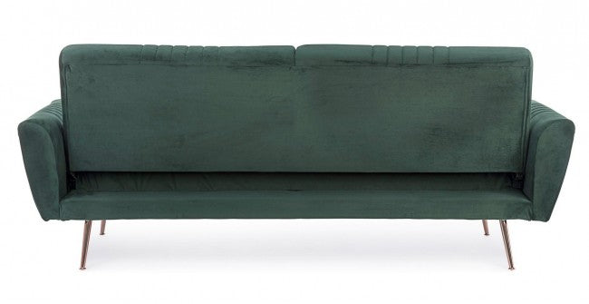 Dreisitzer Samt Schlafsofa Dunkelgrün JOHNNY 210x83x h85 cm