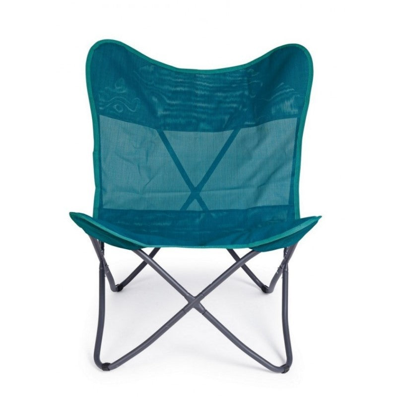 Klappbarer Strandstuhl aus wassergrünem Textilene BUTTERFLY GABICCE 77,5x81x H89 cm