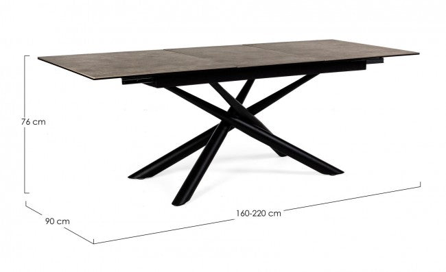 Seyfert ausziehbarer Tisch mit Keramikplatte 160-220x90 cm