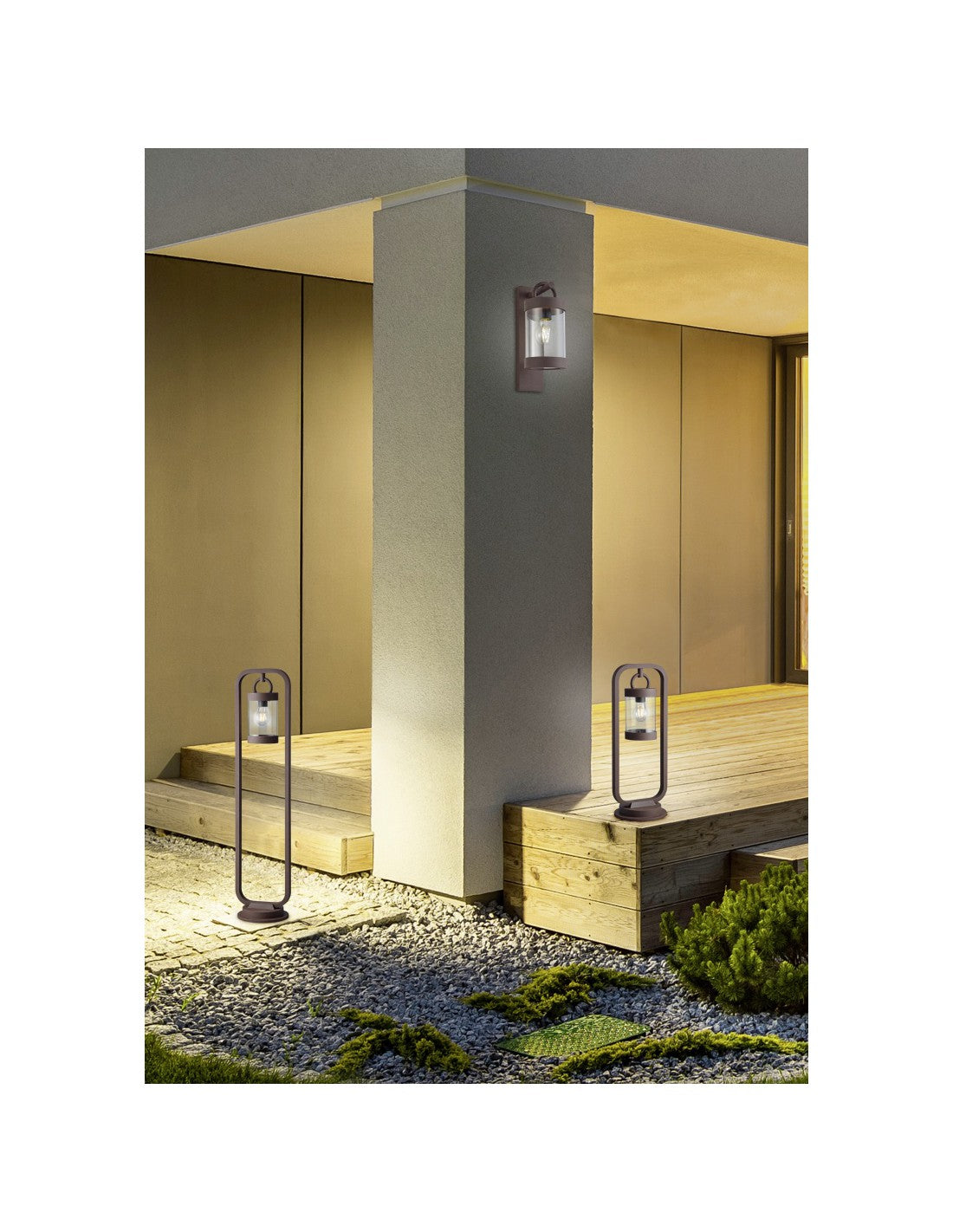 Sambesi Rust Wandleuchte mit Dämmerungssensor IP44 Trio Lighting