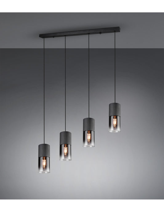 Vintage 4 x E27 Robin Metall-Black-Lighting-Suspension