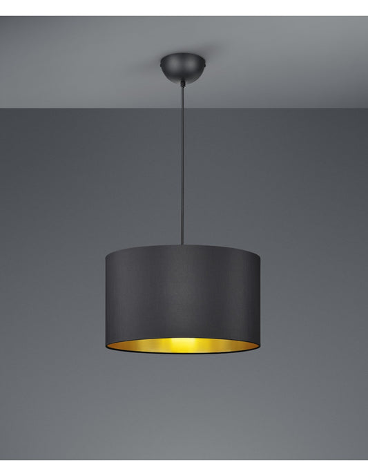 Hostel Pendelleuchte Metall Schwarz-Gold H150 cm Ø40 cm Trio Lighting
