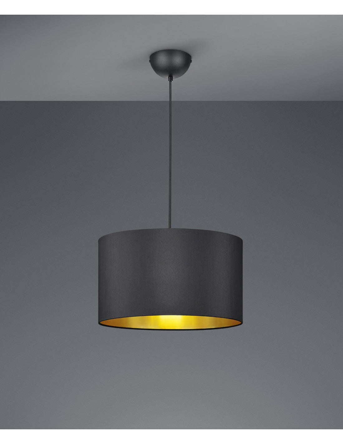 Hostel Pendelleuchte Metall Schwarz-Gold H150 cm Ø40 cm Trio Lighting