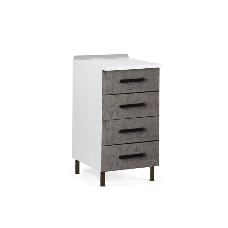 Betongraue Küchenkommode mit 4 Schubladen aus Melaminholz cm H 85x50x40