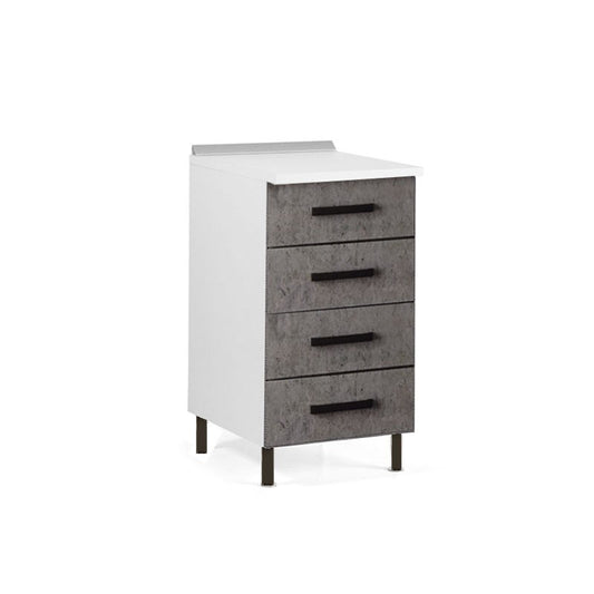 Betongraue Küchenkommode mit 4 Schubladen aus Melaminholz cm H 85x50x40