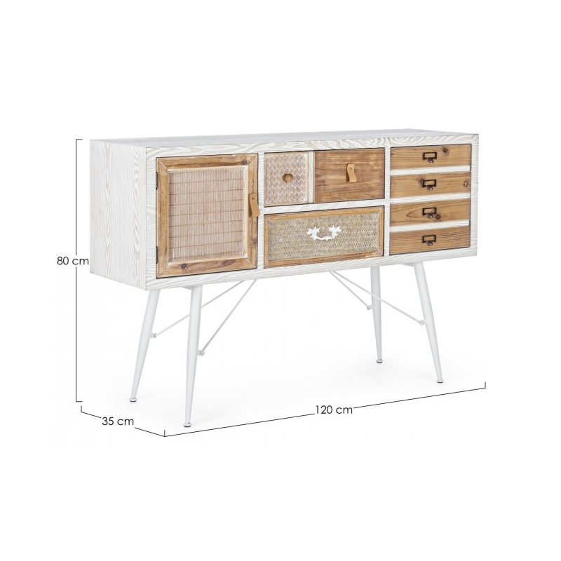 Credenza 2 ante 2 Schubladen Eloise, Naturholz 80h cm