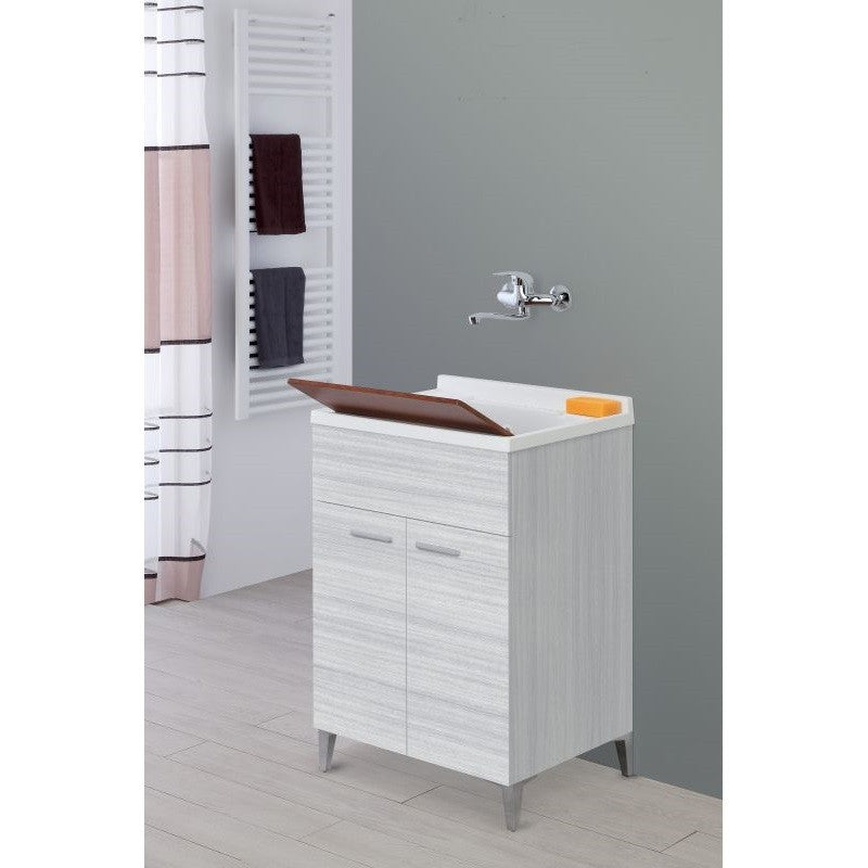 Waschbecken mit zwei Türen Grau 60x50x83 cm