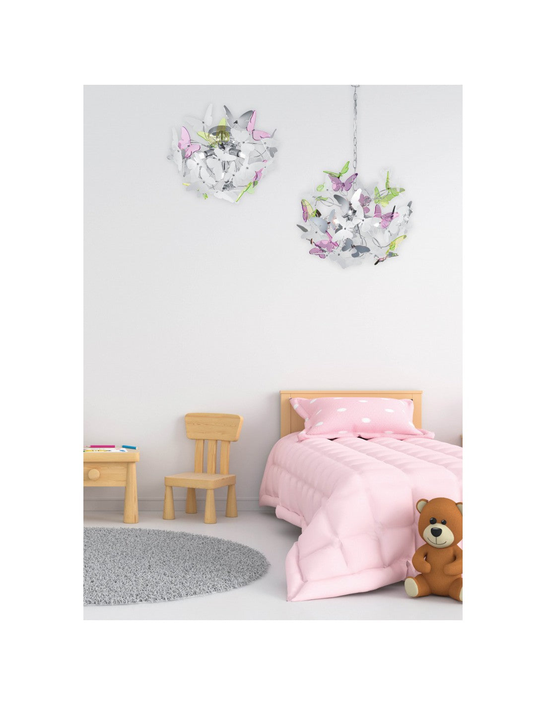Schmetterlings-Deckenleuchte 3xG9 Chrom Mehrfarbige Schmetterlinge Ø45 cm Trio Lighting