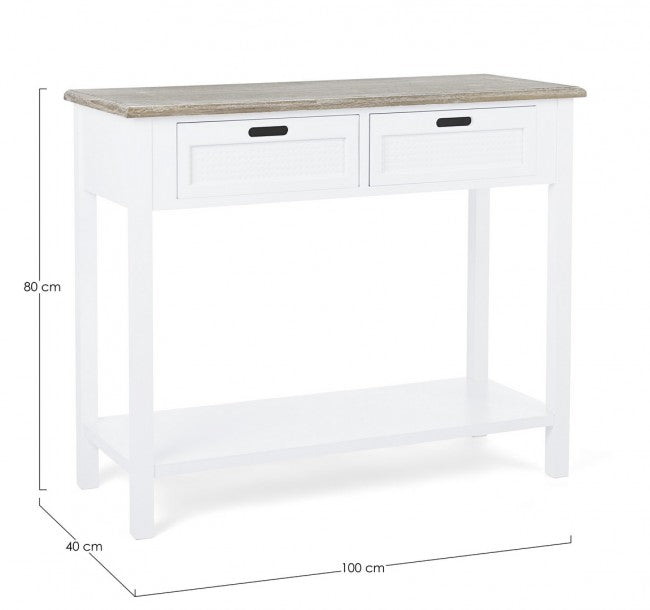Dorotea rustikale Konsole mit 2 schäbigen Schubladen