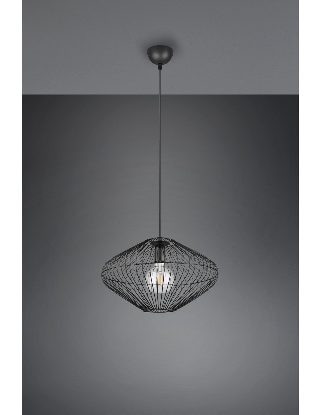 Cobain Trio Lighting Kronleuchter mit Käfigaufhängung aus schwarzem Metall