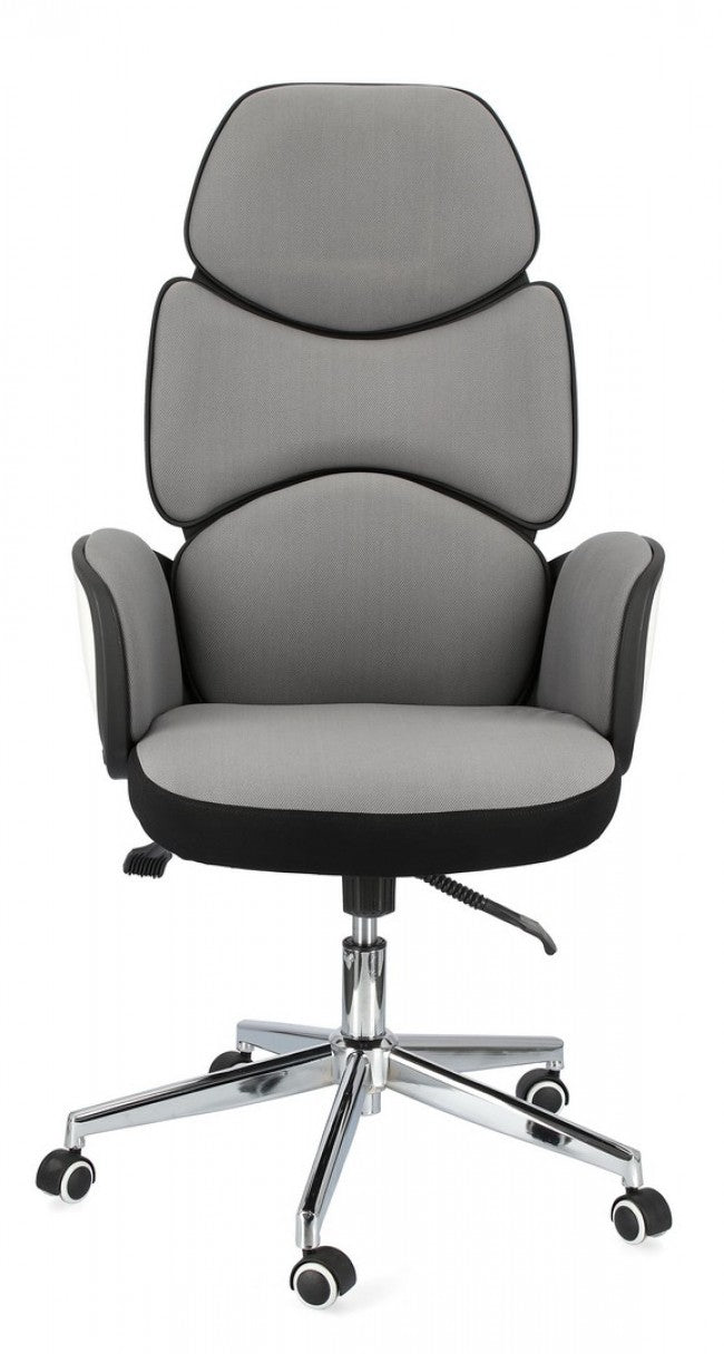 Bürosessel mit Armlehnen aus dunkelgrauem Stoff ARMSTRONG 64x69 x H118,5-128 cm