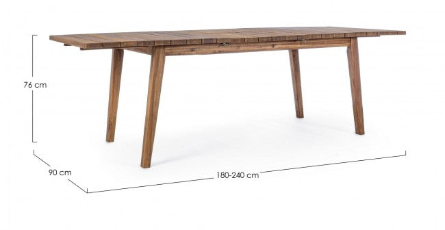 VARSAVIA ausziehbarer Outdoor-Holztisch 180-240x90x h76 cm