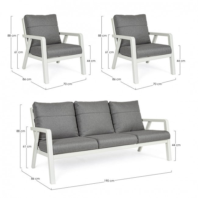 3-teiliges Lounge-Set mit Truman Lunar Kissen