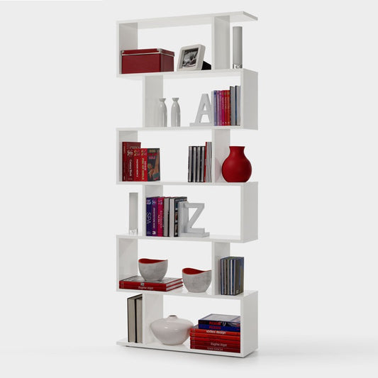 Weißes Möbel-Bücherregal für Büro und Wohnzimmer, 80 x 25 x 192 h cm