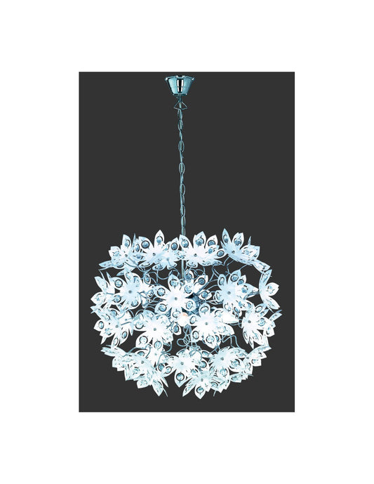 Aufhängung Blowball 5 Leuchten Chrom Weiß Blumen Ø50 cm Trio Beleuchtung
