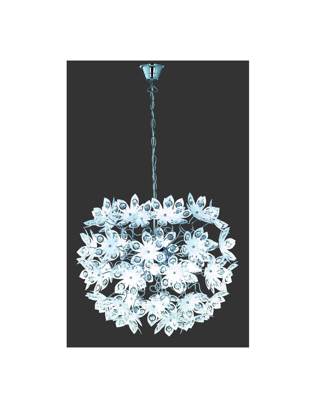 Aufhängung Blowball 5 Leuchten Chrom Weiß Blumen Ø50 cm Trio Beleuchtung
