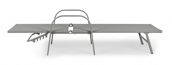 Arent Sonnenliege aus Stahl und mit taubengrauen Armlehnen 195 cm