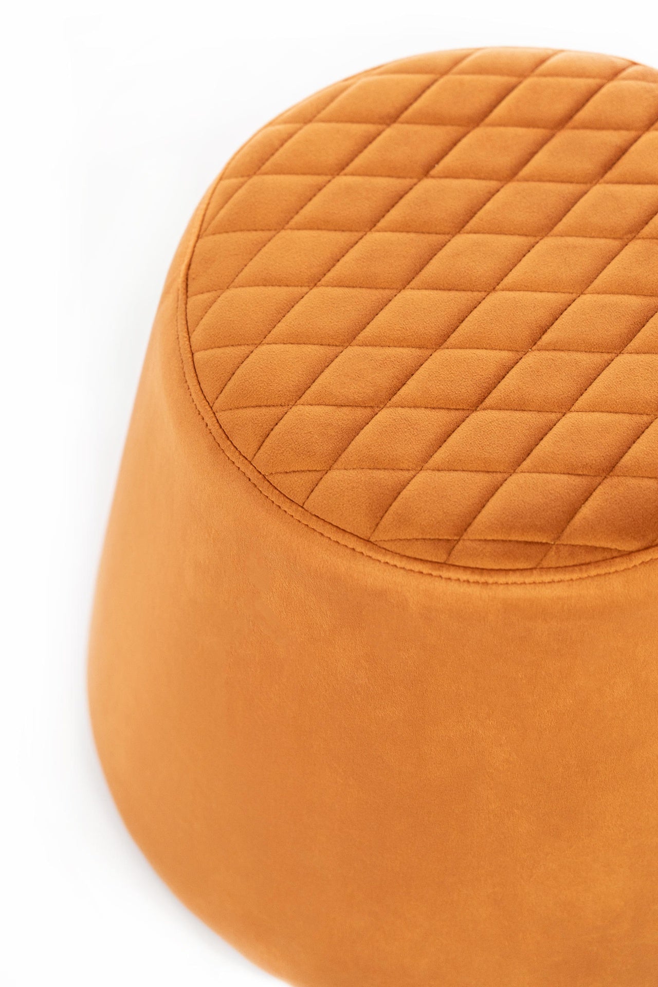 Orangefarbener Samt-Hocker aus Metall, 46,5 x 46,5 x H 33 cm