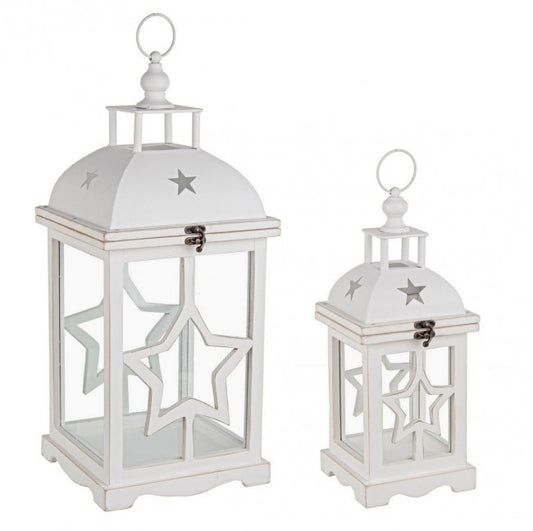 2x Set2 Lantern Isa Wood White C.