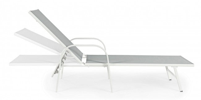 Arent Sonnenliege aus Stahl und mit weißen Armlehnen 195 cm