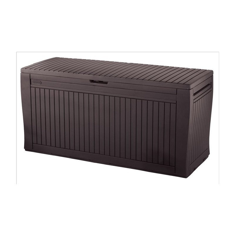 Harzkoffer mit Holzeffekt-Finish, ausgestattet mit Rädern cm. 116,7x44,7xh. 57