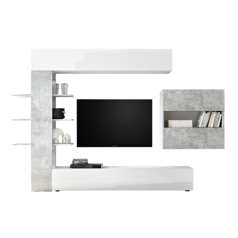 Weißes Aufenthaltsgerät Bianco und cement L. 295xP30xh.187 cm