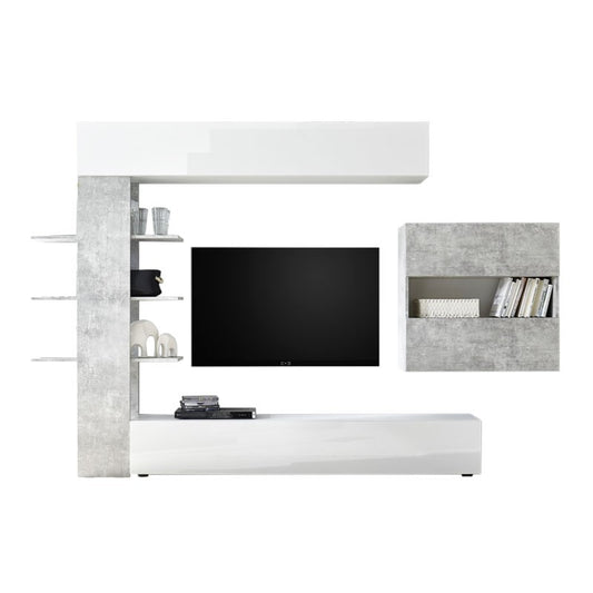 Weißes Aufenthaltsgerät Bianco und cement L. 295xP30xh.187 cm