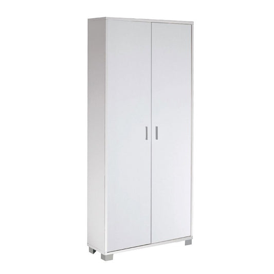 Schlanker Mehrzweckschrank mit zwei Türen und acht Einlegeböden in Eschenweiß, 83 x 29 x 190 cm