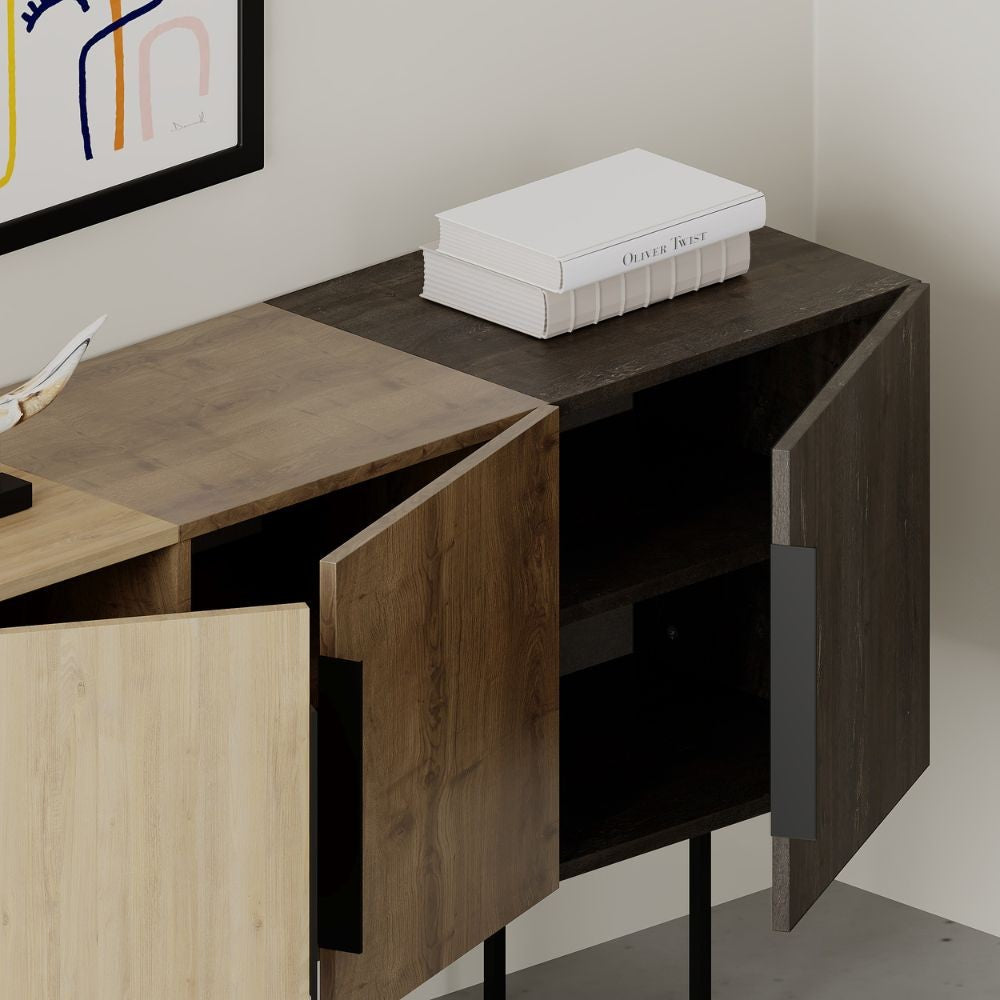 Madia Tontini 3 ante colore rovere noce e dark coffe 150 cm EFFEZ