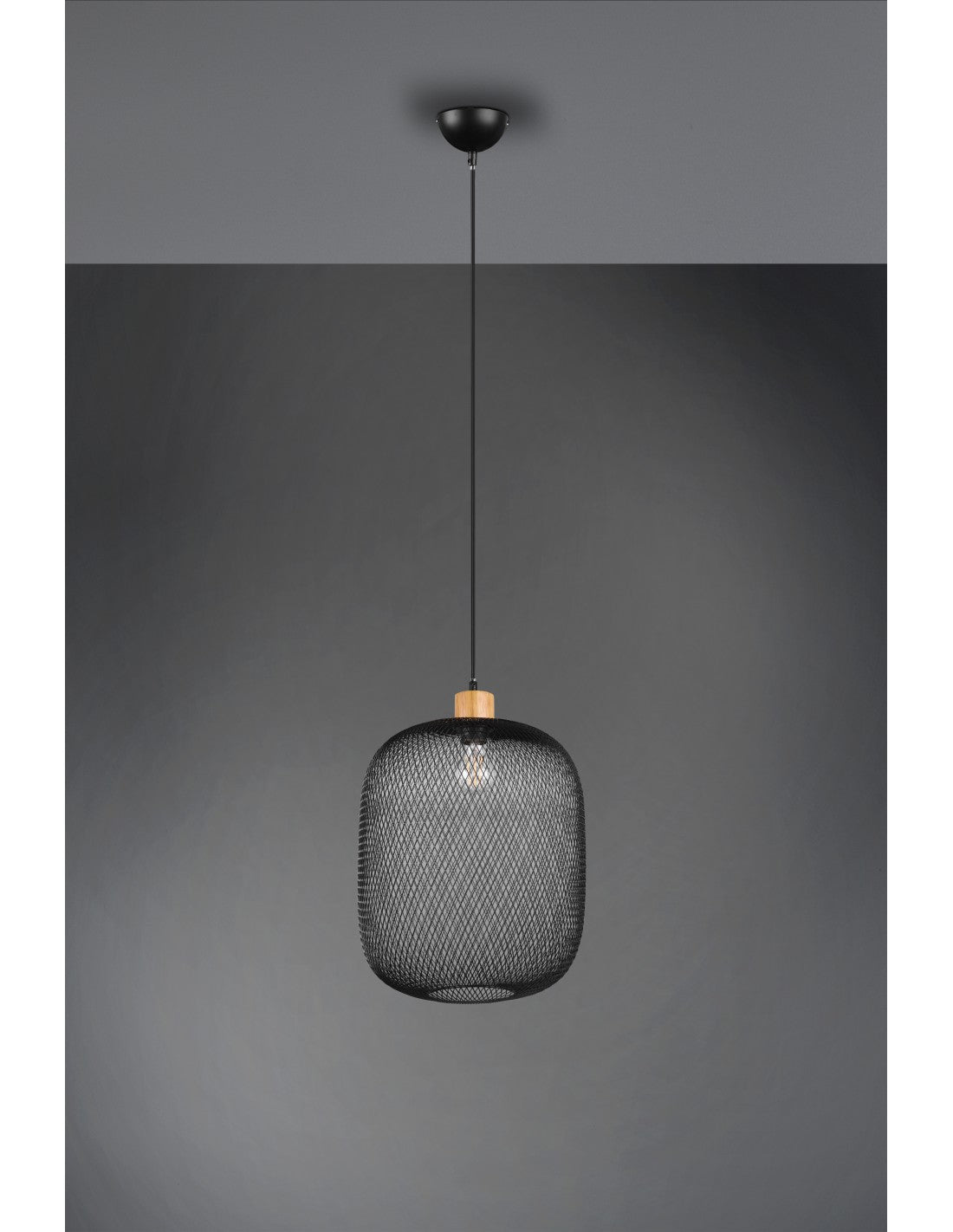 Calimero Pendelleuchte 1xE27, schwarzes Metallgeflecht, Ø33 cm, Trio-Beleuchtung